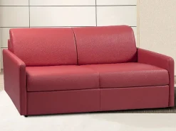 Outlet Sofá convertible exprés de polipiel asiento viscoelástico 120 cm colchón 22 cm CALIFE Sofás De Piel Sintética