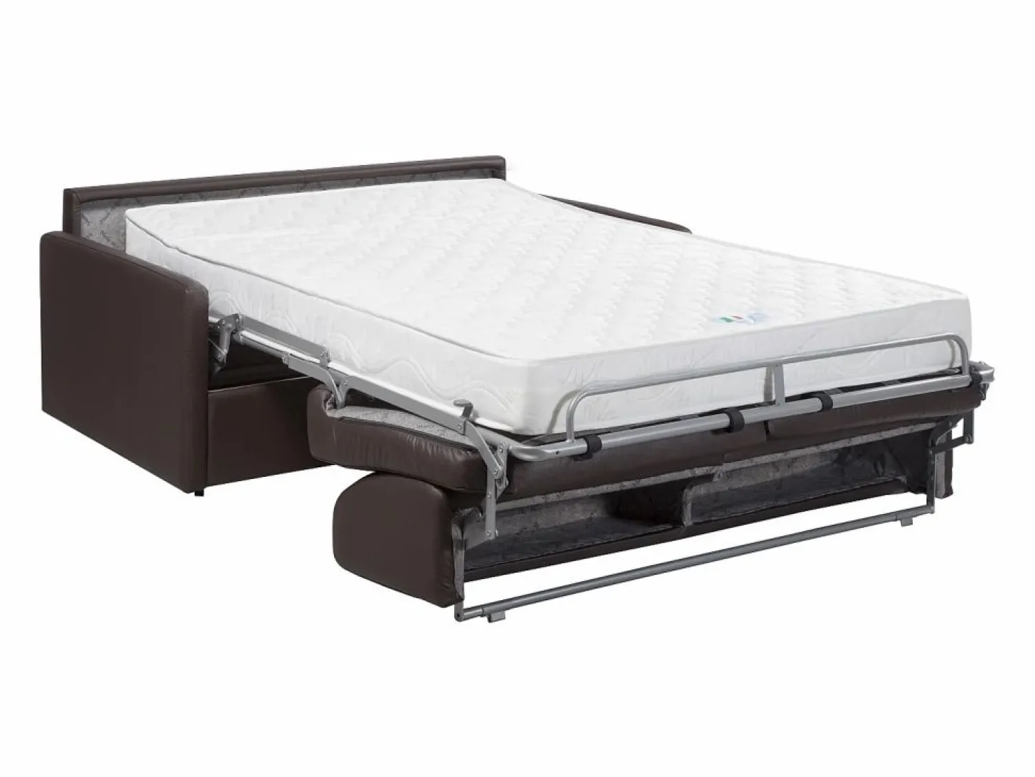 Discount Vente-unique Sofá convertible exprés polipiel marrón asiento viscoelástico 140 cm colchón 22 cm CALIFE Marru00f3n