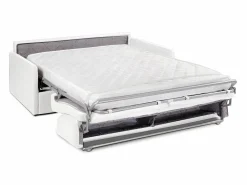 Hot Vente-unique Sofá convertible exprés polipiel asiento viscoelástico 160 cm colchón 14 cm CALIFE Blanco