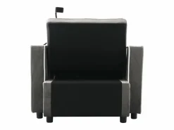 Best OKWISH Sofá convertible individual de terciopelo oscuro con soporte para teléfono y portavasos, ideal para salón y dormitorio Gris