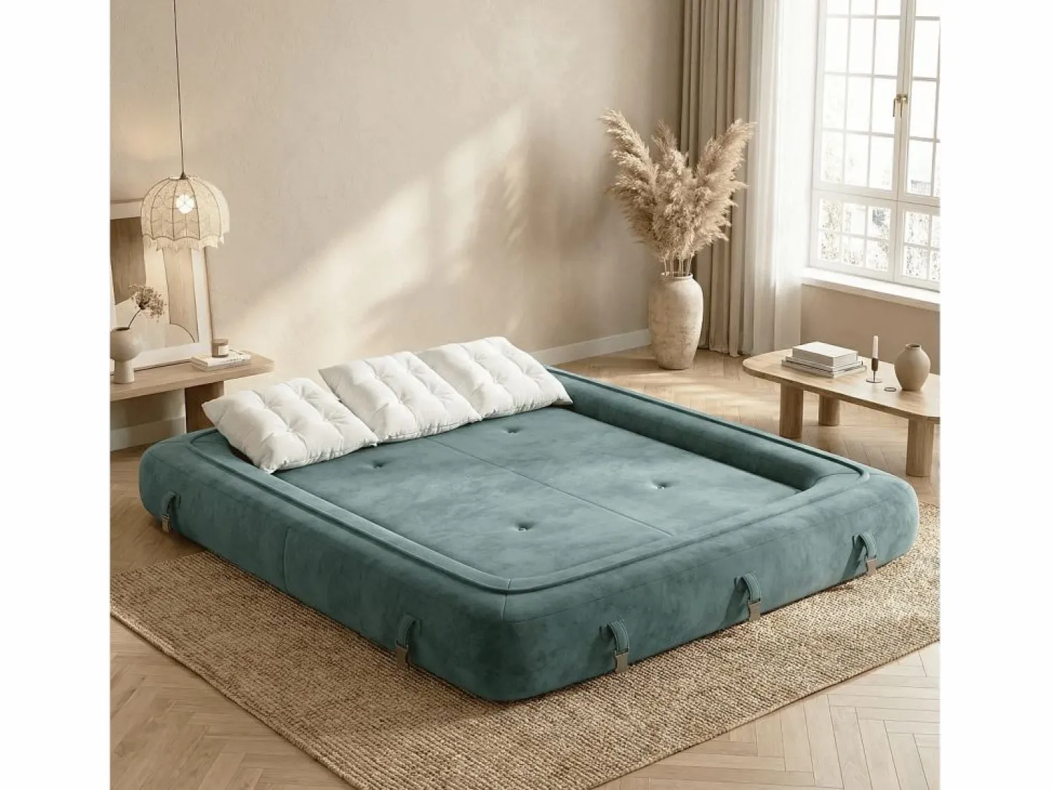 New Sofá convertible Okoa 2 plazas - salvia y blanco Todos Los Sofás|Sofá - 2 Plazas
