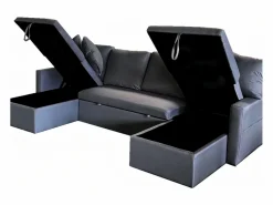 Concept-Usine Sofá convertible panorámico 4 plazas con box en tejido MAHÉ - oscuro