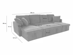 Concept-Usine Sofá convertible panorámico 4 plazas con box en tejido MAHÉ - oscuro
