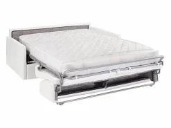 Sale Sofá convertible polipiel asiento viscoelástico 160 cm lamas anchas 18 cm CALIFE Sofás De Piel Sintética