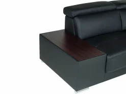 LINEA SOFA Sofá Cuero vacuno color ángulo izquierdo NAHIA Negro