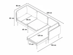 Best Modus Sofa Sofá de 3 palzas esquinero modular de terciopelo con patas negras Sortes Gris