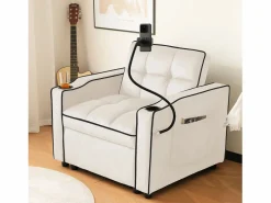 Sofá de 1 plaza - Sillón con portavasos y soporte para teléfono - terciopelo