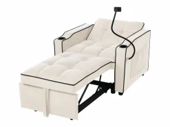 Sofá de 1 plaza - Sillón con portavasos y soporte para teléfono - terciopelo