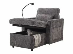 Best Sofá de 1 plaza con 2 bolsillos laterales - Sofá de salón con soporte para teléfono y espacio de almacenamiento oculto - Chenilla Sofá Relax
