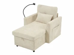 Sofá de 1 plaza con 2 bolsillos laterales - Sofá de salón con soporte para teléfono y espacio de almacenamiento oculto - chenilla