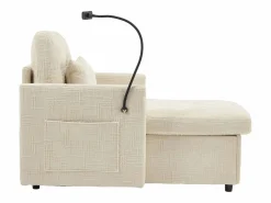 Sofá de 1 plaza con 2 bolsillos laterales - Sofá de salón con soporte para teléfono y espacio de almacenamiento oculto - chenilla