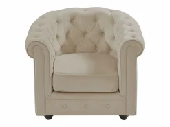 Vente-unique Sofá de 3 plazas, 2 plazas y sillón de terciopelo estilo CHESTERFIELD