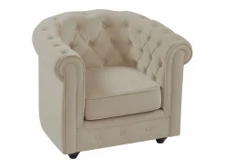 Vente-unique Sofá de 3 plazas, 2 plazas y sillón de terciopelo estilo CHESTERFIELD