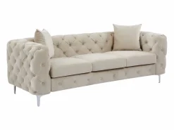 Online Vente-unique Sofá de 3 plazas, 2 plazas y sillón chéster de terciopelo EDWINA Beige