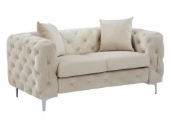 Online Vente-unique Sofá de 3 plazas, 2 plazas y sillón chéster de terciopelo EDWINA Beige