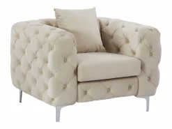 Online Vente-unique Sofá de 3 plazas, 2 plazas y sillón chéster de terciopelo EDWINA Beige