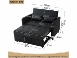 Sofá de 2 plazas - Sofá con respaldo regulable en tres posiciones y función dormitorio - PU