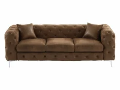 Online Sofá de 3 plazas chesterfield de microfibra con acabado de piel envejecida capitoné EDWINA Sofá Vintage|Sofás Chesterfield