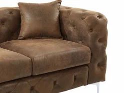 Online Sofá de 3 plazas chesterfield de microfibra con acabado de piel envejecida capitoné EDWINA Sofá Vintage|Sofás Chesterfield