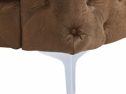 Online Sofá de 3 plazas chesterfield de microfibra con acabado de piel envejecida capitoné EDWINA Sofá Vintage|Sofás Chesterfield