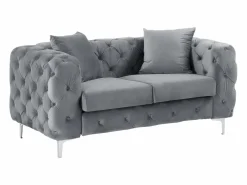 Clearance Sofá de 2 plazas chéster de terciopelo y patas de metal EDWINA Sofá - 2 Plazas|Sofá 3 Y 2 Plazas