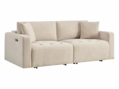 Clearance Vente-unique Sofá de 3 plazas con asiento deslizante eléctrico en tejido DIMARIAS Beige