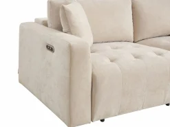 Clearance Vente-unique Sofá de 3 plazas con asiento deslizante eléctrico en tejido DIMARIAS Beige