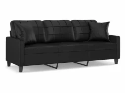 vidaxl Sofá de 3 plazas con cojines cuero sintético 180 cm