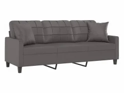 Clearance Clicnbuy Sofá de 3 plazas con cojines cuero sintético 180 cm Gris