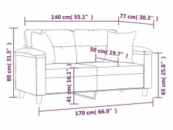 Sofá de 2 plazas con cojines cuero sintético color 140 cm Sofás De Piel Sintética