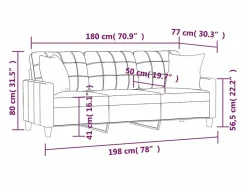Clicnbuy Sofá de 3 plazas con cojines cuero sintético capuchino 180 cm