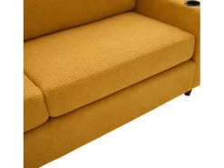 Hauss Spole Sofá de 2 plazas con puerto USB-C, iluminación LED y bolsillos laterales - Tela de chenilla - Amarillo