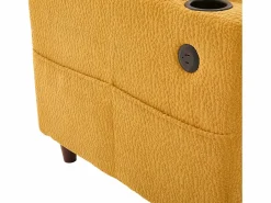 Hauss Spole Sofá de 2 plazas con puerto USB-C, iluminación LED y bolsillos laterales - Tela de chenilla - Amarillo