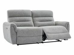Outlet Vente-unique Sofá de 3 plazas con relax eléctrico en tejido texturizado BREVIO Gris