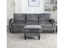 Hot Sofá de 4 plazas con reposapiés - 196,5 x 75 x 77 cm - con almacenaje + reposabrazos - terciopelo - Todos Los Sofás|Sofá De Terciopelo