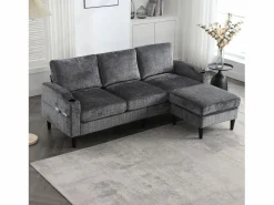 Hot Sofá de 4 plazas con reposapiés - 196,5 x 75 x 77 cm - con almacenaje + reposabrazos - terciopelo - Todos Los Sofás|Sofá De Terciopelo