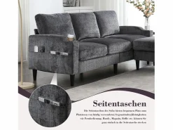 Hot Sofá de 4 plazas con reposapiés - 196,5 x 75 x 77 cm - con almacenaje + reposabrazos - terciopelo - Todos Los Sofás|Sofá De Terciopelo