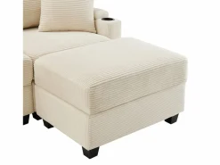 Sale Hauss Spole Sofá de 3 plazas con reposapiés, puerto USB y 2 cojines - Pana - Beige