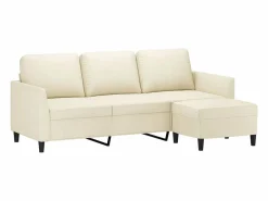 Clicnbuy Sofá de 3 plazas con taburete cuero sintético 180 cm