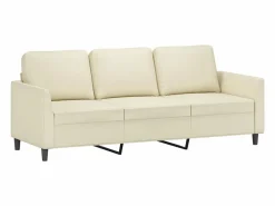 Clicnbuy Sofá de 3 plazas con taburete cuero sintético 180 cm