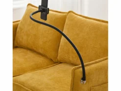 Sofá de 2 plazas conectado con almacenamiento - puerto USB, soporte para teléfono y bolsillos laterales - Tejido de chenilla Sofá Escandinavo