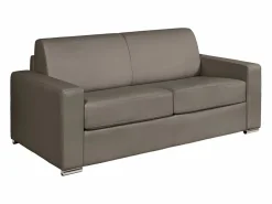 Vente-unique Sofá de 3 plazas convertible express de cuero . Cama 140 cm. Colchón 14 cm. CALITO