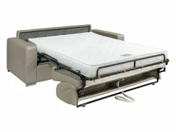 Vente-unique Sofá de 3 plazas convertible express de cuero . Cama 140 cm. Colchón 14 cm. CALITO