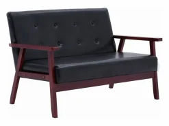 Clearance Sofá de 2 plazas cuero sintético PWFG32058 Negro
