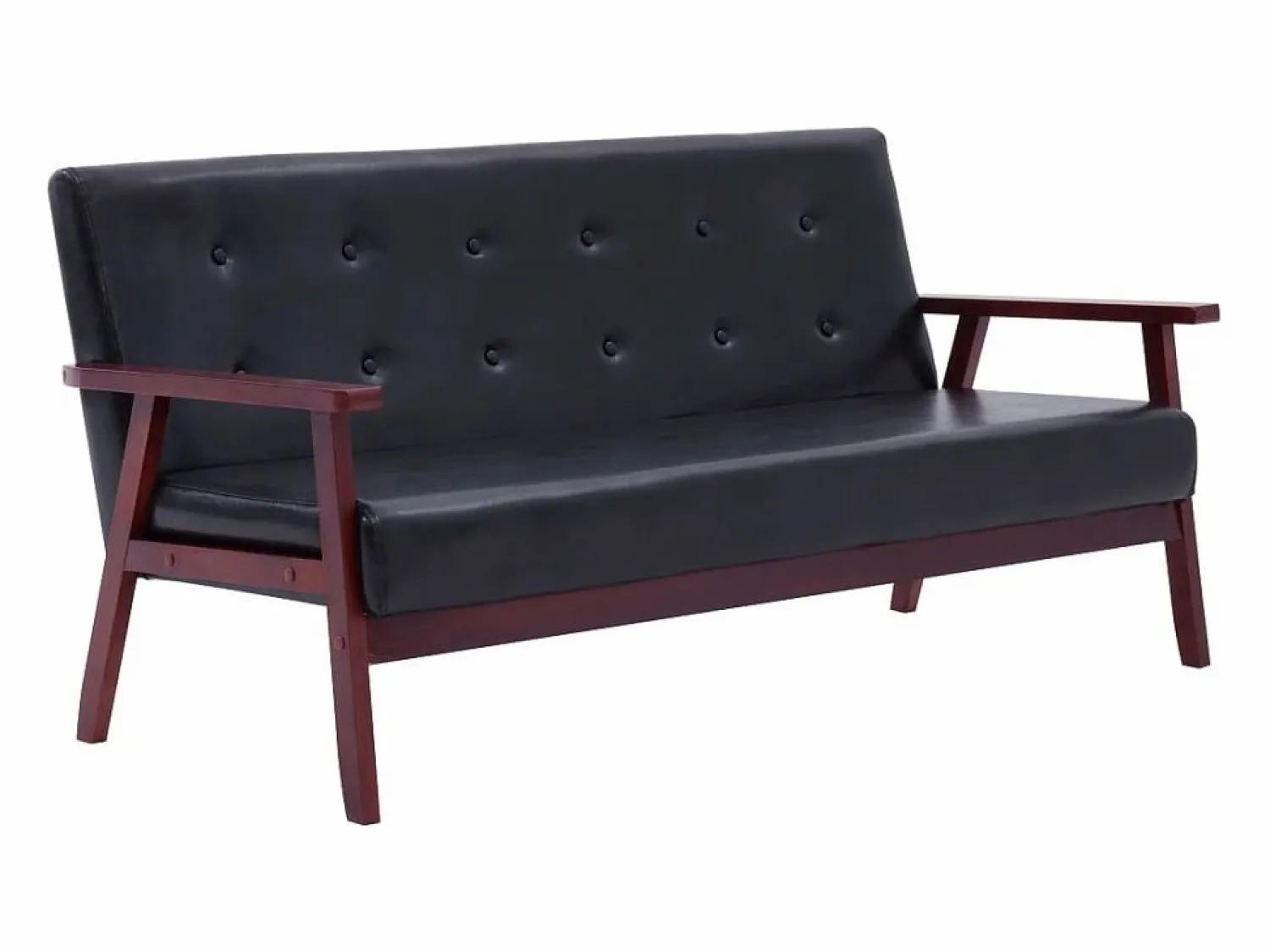 Hot Sofá de 3 plazas cuero sintético PWFG80661 Negro