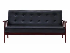 Hot Sofá de 3 plazas cuero sintético PWFG80661 Negro