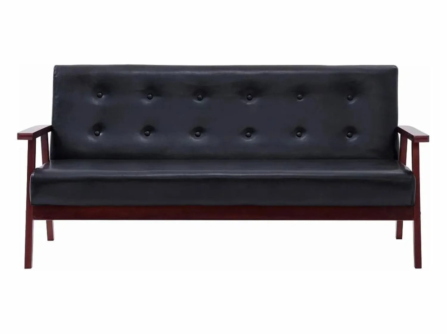 Hot Sofá de 3 plazas cuero sintético PWFG80661 Negro