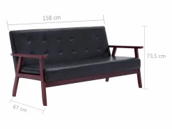Hot Sofá de 3 plazas cuero sintético PWFG80661 Negro