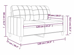 vidaxl Sofá de 2 plazas de cuero sintético color 120 cm Crema