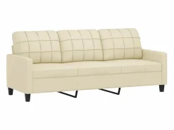 New vidaxl Sofá de 3 plazas de cuero sintético color 180 cm Crema